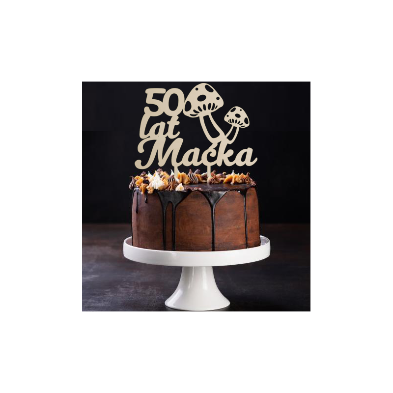Topper na tort dla grzybiarza - sklejka