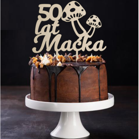 Topper na tort dla grzybiarza - sklejka